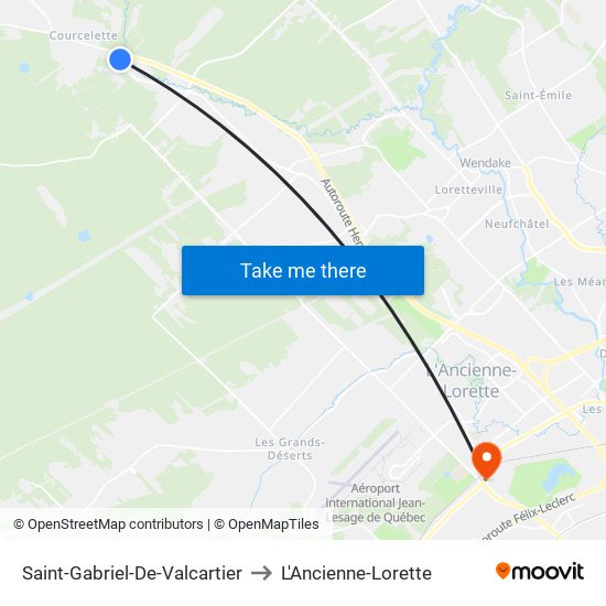 Saint-Gabriel-De-Valcartier to L'Ancienne-Lorette map