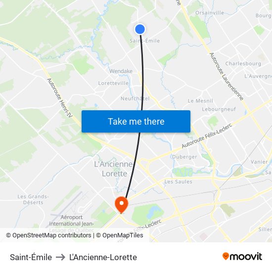 Saint-Émile to L'Ancienne-Lorette map