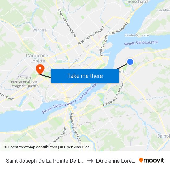 Saint-Joseph-De-La-Pointe-De-Lévy to L'Ancienne-Lorette map