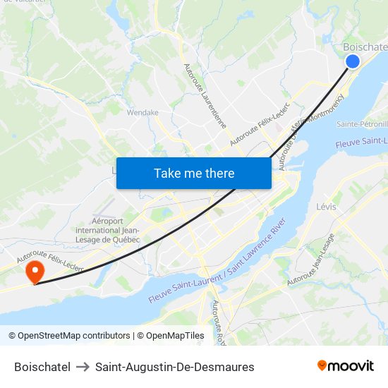 Boischatel to Saint-Augustin-De-Desmaures map