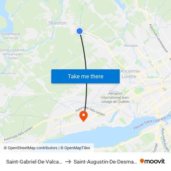 Saint-Gabriel-De-Valcartier to Saint-Augustin-De-Desmaures map