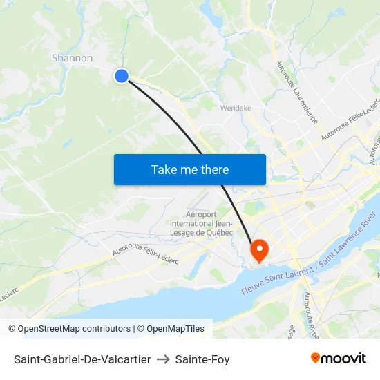 Saint-Gabriel-De-Valcartier to Sainte-Foy map