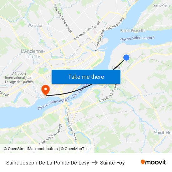 Saint-Joseph-De-La-Pointe-De-Lévy to Sainte-Foy map