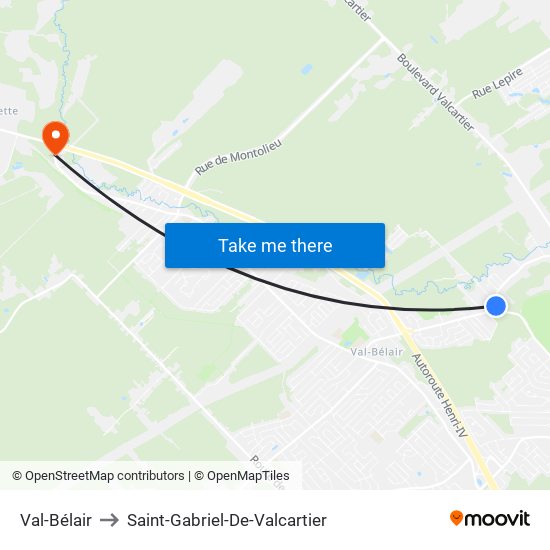 Val-Bélair to Saint-Gabriel-De-Valcartier map