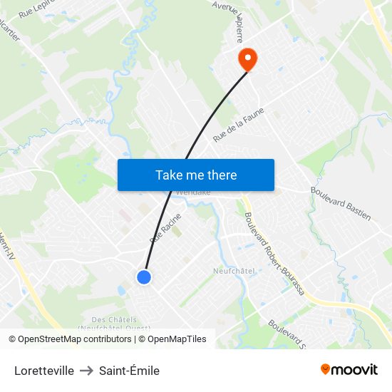 Loretteville to Saint-Émile map