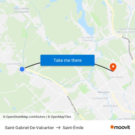 Saint-Gabriel-De-Valcartier to Saint-Émile map