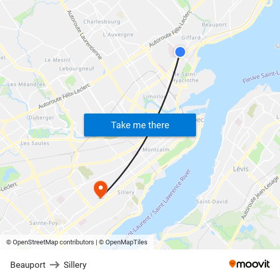 Beauport to Sillery map