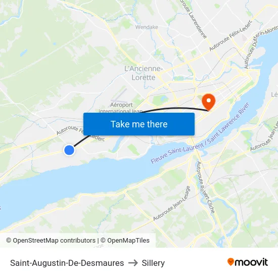 Saint-Augustin-De-Desmaures to Sillery map