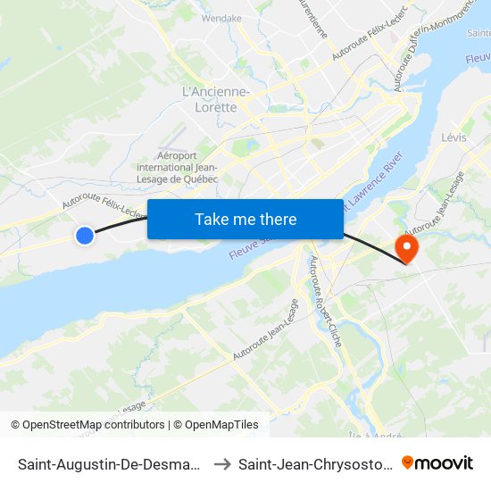 Saint-Augustin-De-Desmaures to Saint-Jean-Chrysostome map