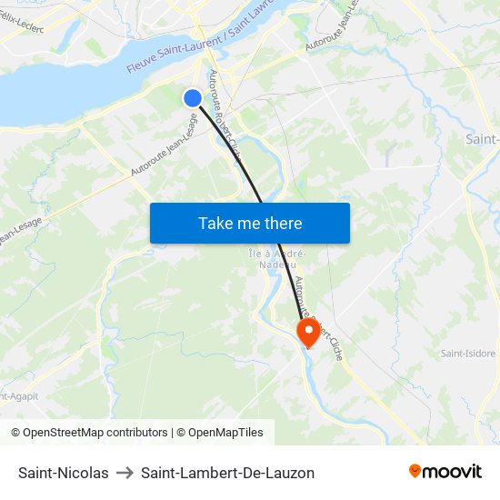 Saint-Nicolas to Saint-Lambert-De-Lauzon map