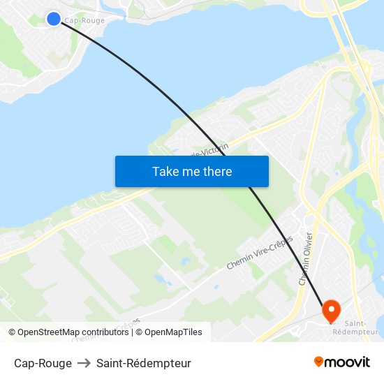 Cap-Rouge to Saint-Rédempteur map