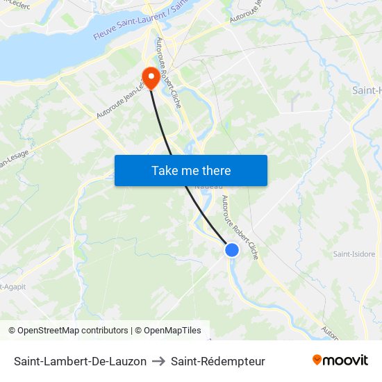 Saint-Lambert-De-Lauzon to Saint-Rédempteur map