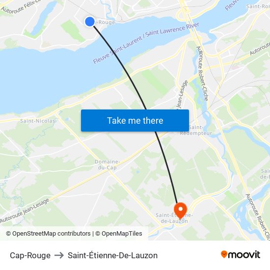 Cap-Rouge to Saint-Étienne-De-Lauzon map