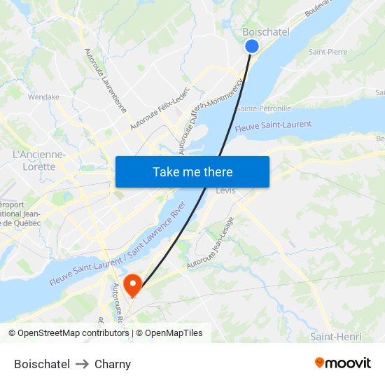 Boischatel to Charny map