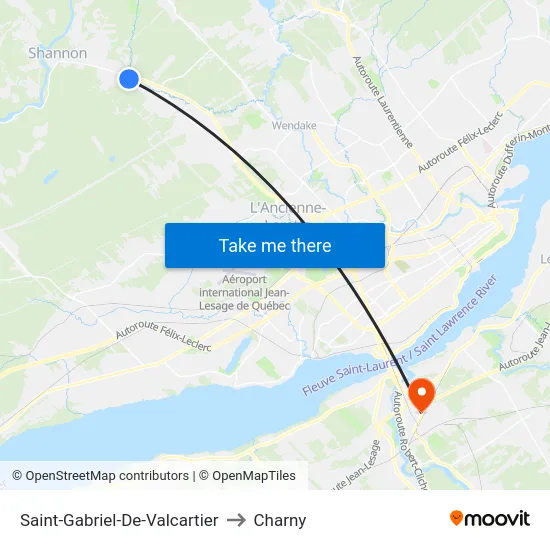 Saint-Gabriel-De-Valcartier to Charny map