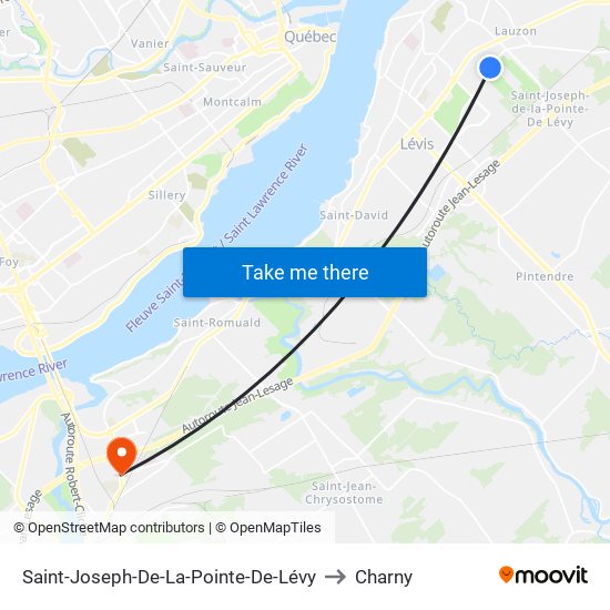 Saint-Joseph-De-La-Pointe-De-Lévy to Charny map