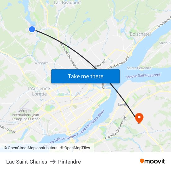 Lac-Saint-Charles to Pintendre map