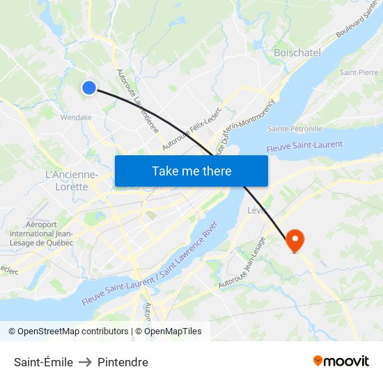 Saint-Émile to Pintendre map