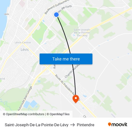 Saint-Joseph-De-La-Pointe-De-Lévy to Pintendre map