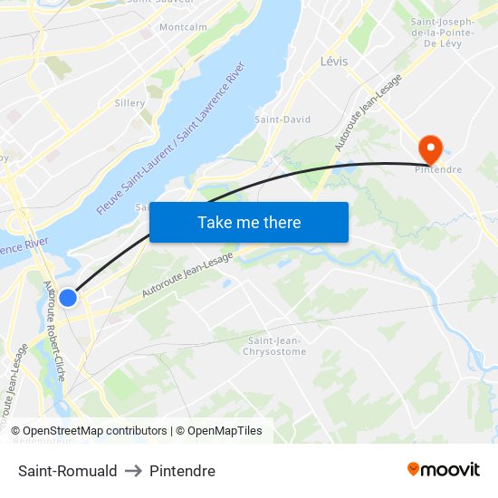 Saint-Romuald to Pintendre map