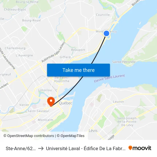 Ste-Anne/6279 to Université Laval - Édifice De La Fabrique map