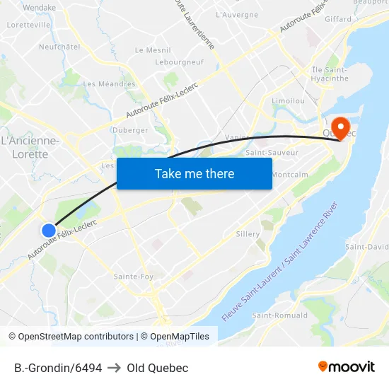 B.-Grondin/6494 to Old Quebec map