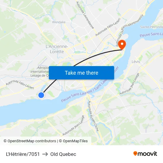 L'Hêtrière/7051 to Old Quebec map