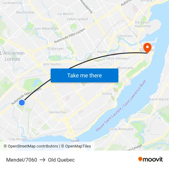 Mendel/7060 to Old Quebec map