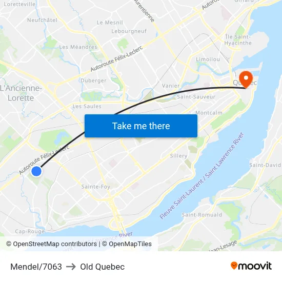 Mendel/7063 to Old Quebec map