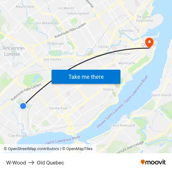 W-Wood to Old Quebec map