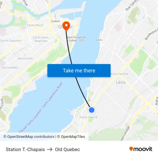 Station T.-Chapais to Old Quebec map