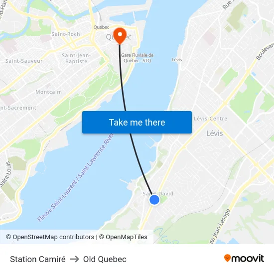 Station Camiré to Old Quebec map