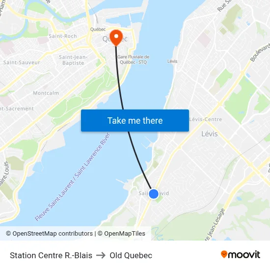 Station Centre R.-Blais to Old Quebec map