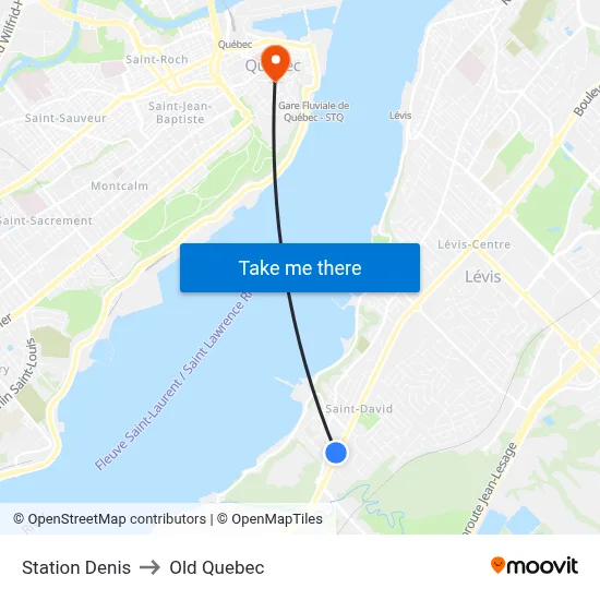 Station Denis to Old Quebec map
