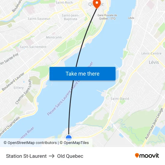 Station St-Laurent to Old Quebec map