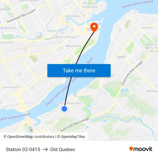 Station 02-0415 to Old Quebec map