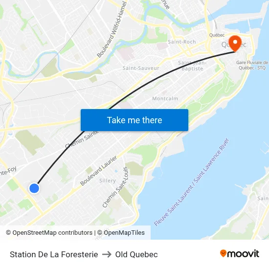 Station De La Foresterie to Old Quebec map