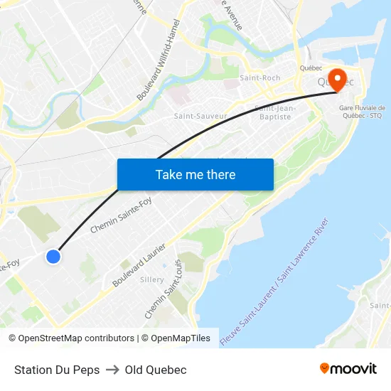Station Du Peps to Old Quebec map