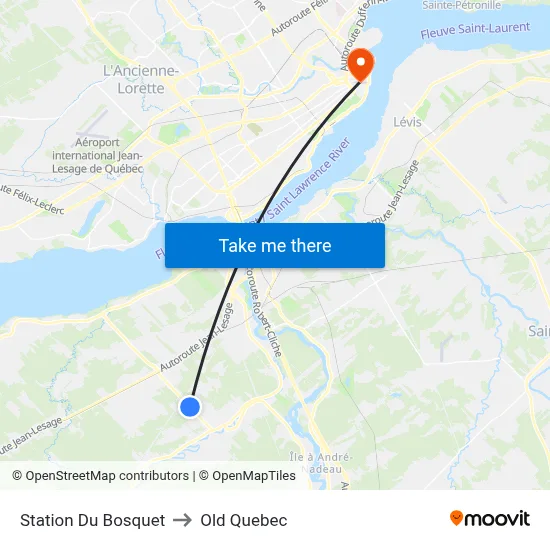 Station Du Bosquet to Old Quebec map