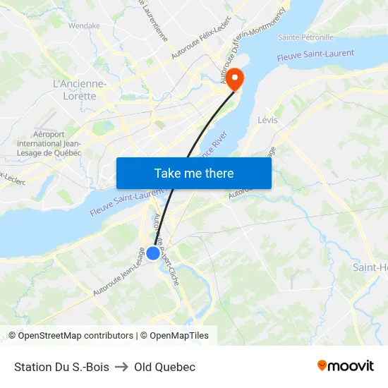 Station Du S.-Bois to Old Quebec map