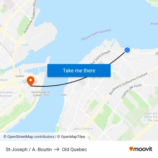 St-Joseph / A.-Boutin to Old Quebec map