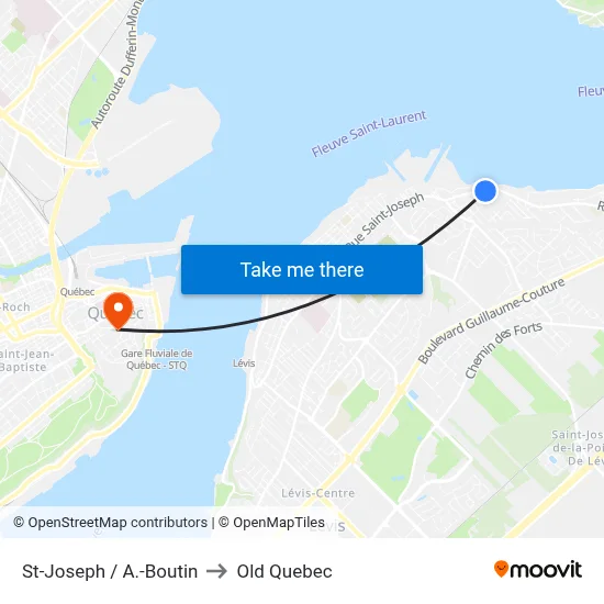 St-Joseph / A.-Boutin to Old Quebec map