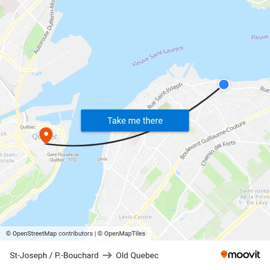 St-Joseph / P.-Bouchard to Old Quebec map