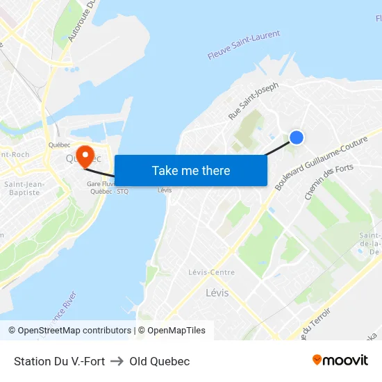 Station Du V.-Fort to Old Quebec map