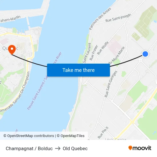 Champagnat / Bolduc to Old Quebec map