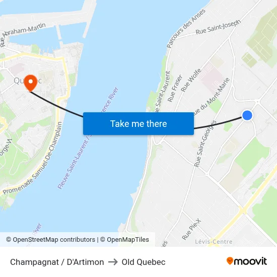 Champagnat / D'Artimon to Old Quebec map