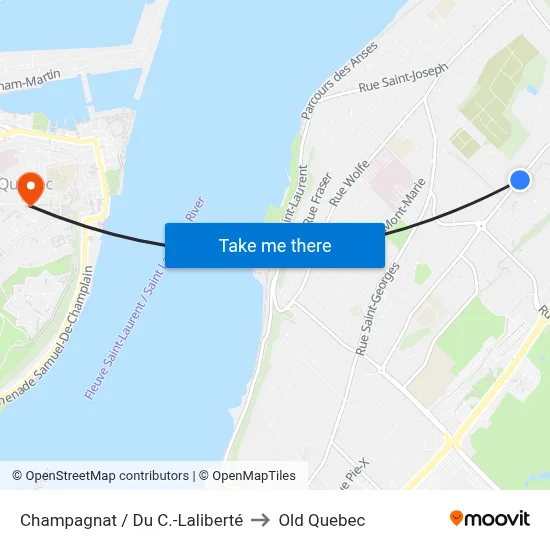 Champagnat / Du C.-Laliberté to Old Quebec map