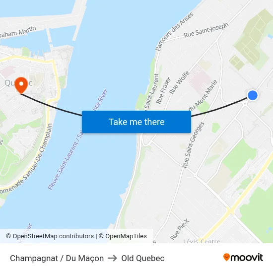 Champagnat / Du Maçon to Old Quebec map