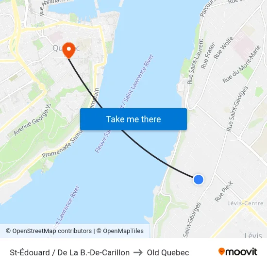St-Édouard / De La B.-De-Carillon to Old Quebec map