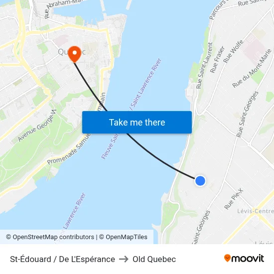 St-Édouard / De L'Espérance to Old Quebec map